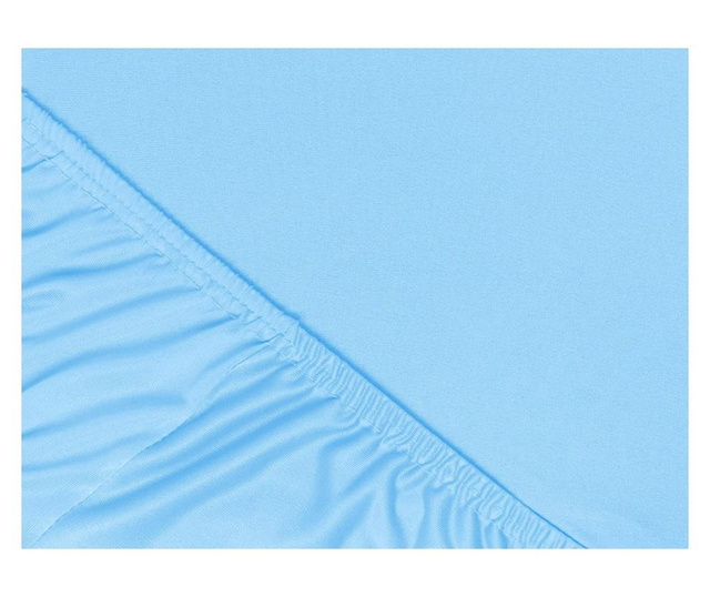 Cearsaf de pat cu elastic, 100% bumbac, 100x200cm, albastru, Home Living