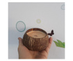Lumanare decorativa in coaja de nucă de cocos - Parfum Scortisoara - Culoare portocalie -Ceară de soia si cocos-Turnată manual -