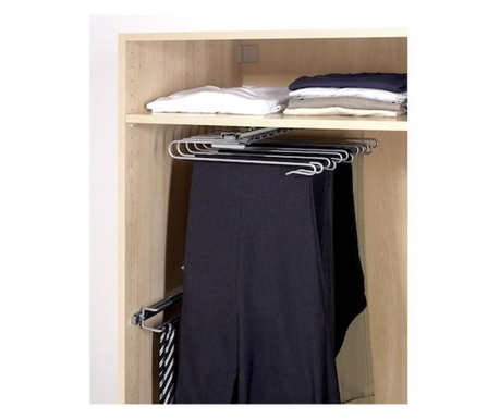 Suport pentru pantaloni cu 12 umerase Wenko, Otel cromat, 47 x 33 x 10 cm, Argintiu