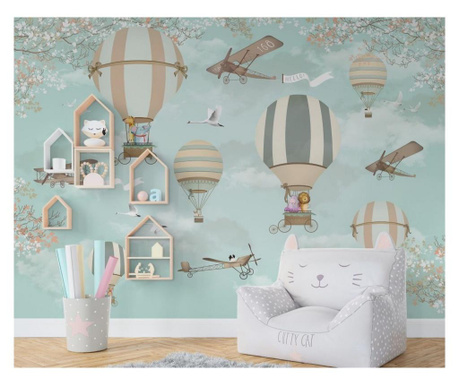 Sada 2 tapety Balloons and Animals Kids Room 91x125 cm