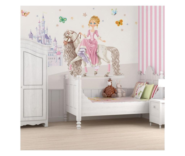 Set 3 bucati de tapet Vavien Artwork, Princess Kids Room, hartie vinil imprimata, 91x260 cm, multicolor
