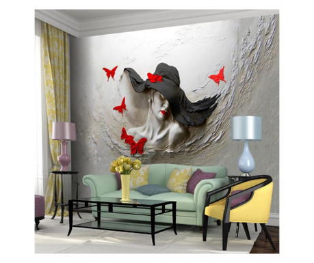 Set 2 zidne tapete Woman With Embossed Hat 3D Colorful 91x125 cm
