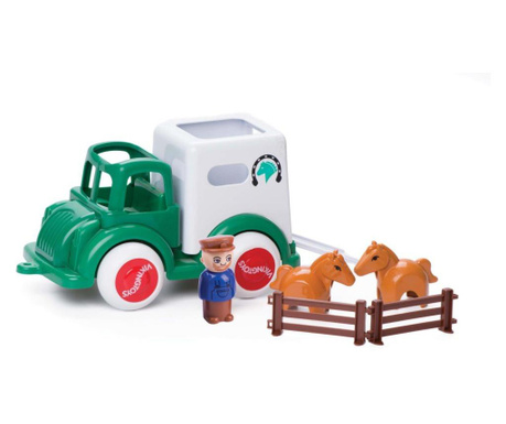 Viking Toys Masina pentru copii Camion Transport Cai cu 2 Figurine, Jumbo, 25cm, 81259