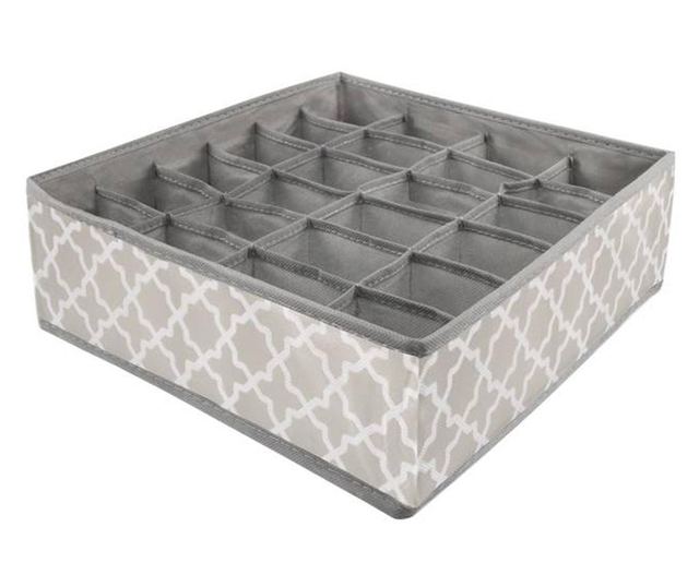 Organizator Sertar Compartimentat Boho Grey, Set 4 Bucati