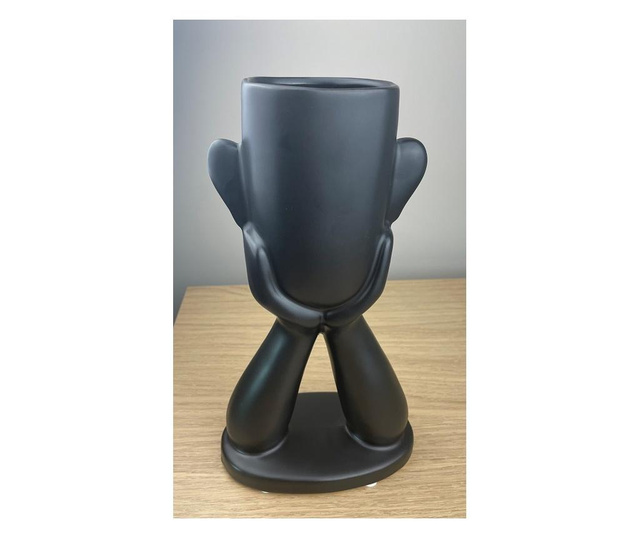 Vaza din Ceramica design modern, Negru, 26x9x14 26x9x14 cm