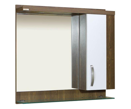 Шкаф Pryora, за баня, 80см, огледало с нагревател против изпотяване, F-pvc покритие 100 % водоустойчив, 2хled осветление със защ