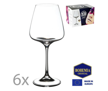 Set 6 pahare vin alb/rose/rosu, Bohemia Cristal, Skyberg Beatrice, 360 ml