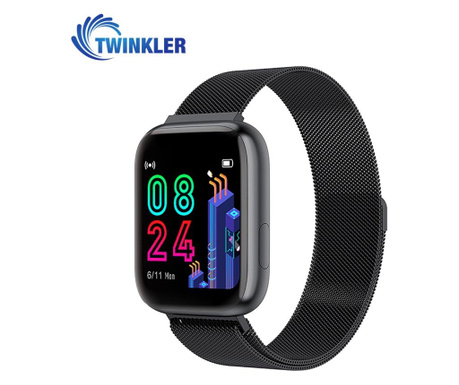 Ceas Smartwatch Twinkler TKY-P4 Metal cu functie de monitorizare ritm cardiac, Tensiune arteriala, Nivel oxigen, Distanta parcur
