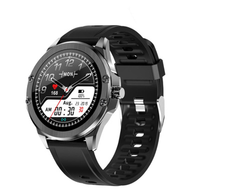 Ceas smartwatch, Twinkler TKY-Y28, Negru, Functie masurarea ritmului cardiac, Rezistenta la apa IP54, Pedometru, Calitatea somnu