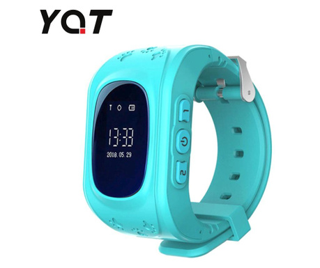 Ceas Smartwatch Pentru Copii YQT Q50 cu Functie Telefon, Localizare GPS, Pedometru, SOS – Turcoaz, Cartela SIM Cadou 0