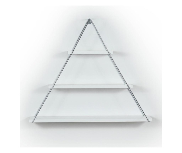 Raft triunghiular de perete cu 3 polite, 74 x 13 x 61 cm, alb, Quasar & Co.