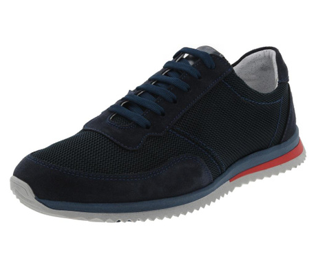02 Pantofi sport Pas cu insertii de piele nabuc pantofi de vara, Albastru-44