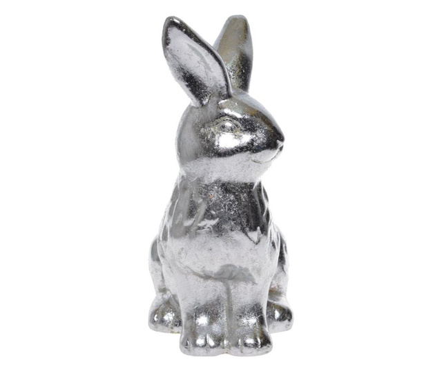 Decoratiune Ewax, Rabbit, polirasina, 16x10x23 cm, argintiu