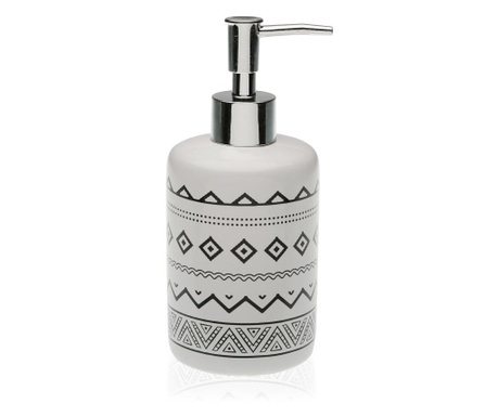 Dispenser pentru sapun lichid Versa, ceramica, 8x8x18 cm, alb si negru