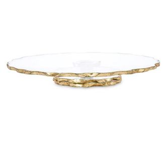 Patou rotativ din sticla, margine aurie, 33 cm