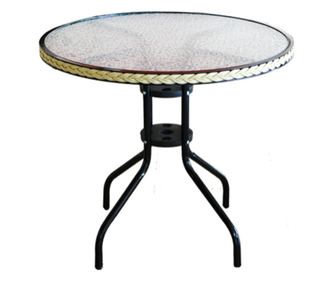 RAKI masa rotunda poliratan si metal 80cm, neagra  80 cm