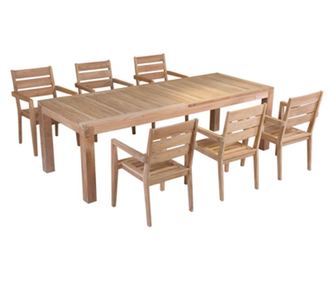 RAKI Masa bistro din lemn masiv de tec 200x90xh75cm cu finisaj natural
