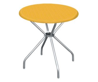 Masa pentru gradina, terasa rotunda D80xh72,5cm galbena cu picioare din aluminiu si blat din polipropilena RAKI BETA
