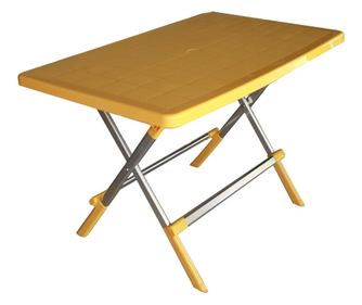 Masa pliabila pentru gradina, terasa 115x70xh72,5cm dreptunghiulara galbena cu picioare din aluminiu si blat din polipropilena R