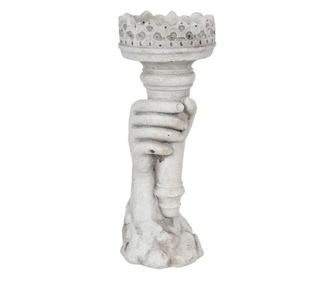 Svečnik iz sive keramike 12 cm x 10 cm x 27 v