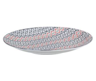 Okrasni krožnik iz belo sivega kongo rdečega porcelana Ø 40,5 cm x 5 h
