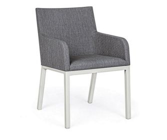 Stol z nogami iz sivega železa in oblazinjenjem iz blaga Owen 55 cm x 62 cm x 82 hx 46 h1 x 63 h2