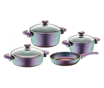 Комплект тенджери 7 части OMS-Titanium, алуминий, виолетов