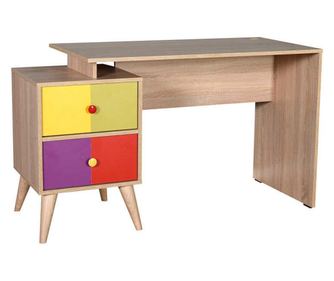 Birou Adore Rainbow, cu 2 sertare, Sonoma, 128 x 75 x 57 - Multicolor
