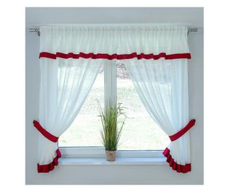 Perdea bucatarie, decolis mini inza visiniu m27, latime 280 cm, inaltime 150 cm  280x150