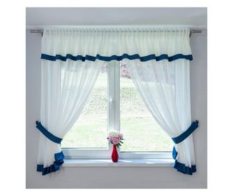 Perdea bucatarie, decolis mini inza albastru m28, latime 280 cm, inaltime 150 cm  280x150