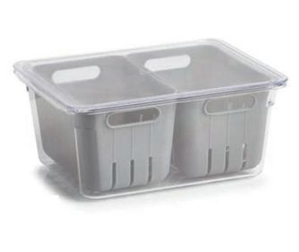 Zeller Dvojitý organizér do lednice, plast, 22,5x17,5x10 cm, šedá