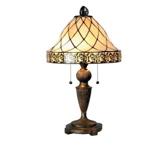 Veioza cu baza din polirasina cupru si abajur din sticla Tiffany Ø 36 cm x 62 h