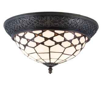 Tiffany stílusú mennyezeti lámpa polirezinből és üvegből Ø 38 cm x 19 h