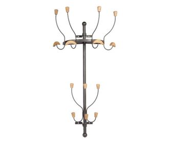 Cuier de perete cu 7 agatatori din fier maro si lemn natur 51 cm x 26 cm x 94 h  0
