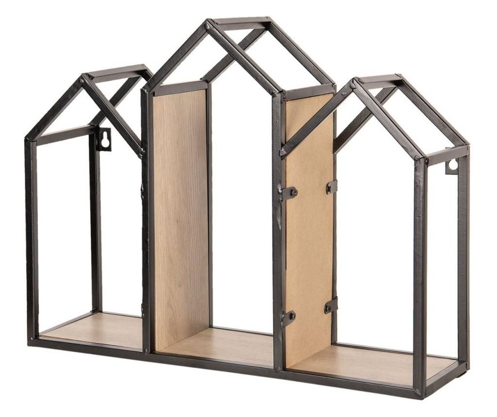 Κρεμαστό Ράφι με Ράφια από Φυσικό Ξύλο και Καφέ Σιδερένιο Σκελετό 46 cm x 14 cm x 36 h