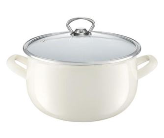 Oala emailata cu capac AMBITION Garden, 22cm, 5.7L, crem