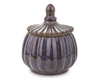Bol ceramica cu capac, mov/maro, 21x16x16 cm