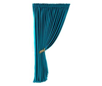 Set od 2 zavjese, baršun s trakom, jednobojne, neprozirne, tirkizne, 300x250 cm