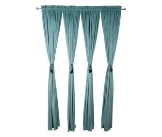 Set zavjesa od baršuna, mint zelene boje, s trakom, jednobojne, neprozirne, 400x250