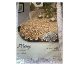 Fata de masa jacquard, mirej, oval, alb  140x220 cm