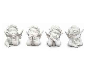 Figurina ingeras, polirasina, alb, 11x11x10 cm