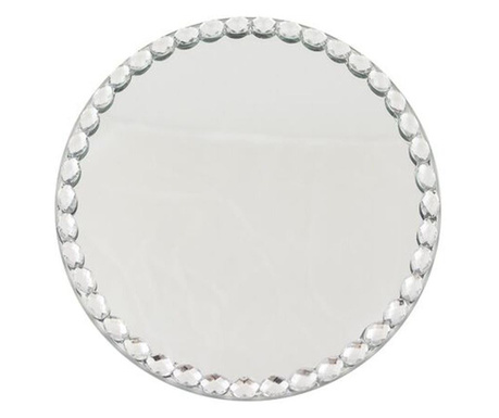 Suport lumanare oglinda, cu margele, 19.5 cm