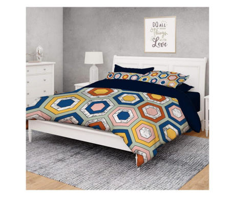 Спален комплект памучен сатен G1318 за единично легло с чаршаф