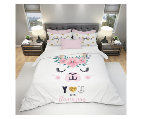Спален комплект памучен сатен G1323 за единично легло с чаршаф