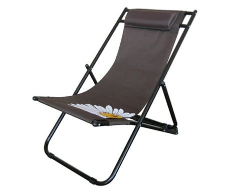RAKI flower 57 scaun pliant cu perna 56,5x91x96cm, reglabil 3 pozitii pentru camping, plaja, culoare cafea  56.5x91x96 cm