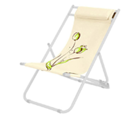 RAKI flower 7 scaun pliant cu perna 56,5x91x96cm, reglabil 3 pozitii pentru camping, plaja, bej  56.5x91x96 cm