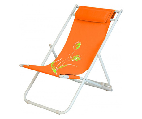 RAKI flower 7 scaun pliant cu perna 56,5x91x96cm, reglabil 3 pozitii pentru camping, plaja, orange  56.5x91x96 cm