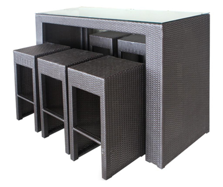 RAKI set mobilier terasa/ bar 7 piese din ratan sintetic cu cadru aluminiu
