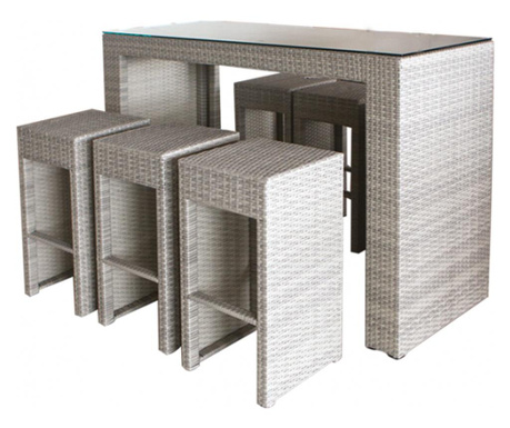 RAKI set mobilier terasa/bar 7 piese din ratan sintetic cu cadru aluminiu