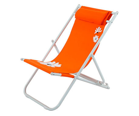 RAKI flower 37 scaun pliant cu perna 56,5x91x96cm, reglabil 3 pozitii pentru camping, plaja, orange  56.5x91x96 cm